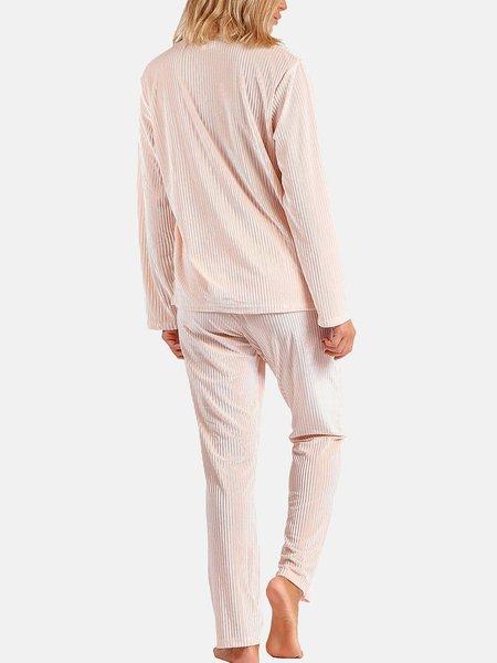 Admas  Samt Pyjama Outfit Hose Hemd Elegant Stripes 