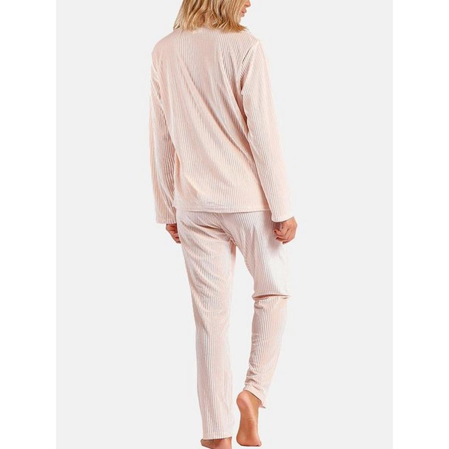 Admas Samt Gestreiftes Pyjama Set  