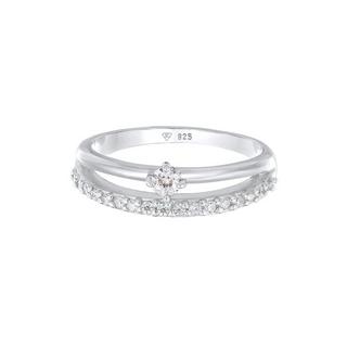 Elli  Bague Femmes Bague De Fiançailles Solitaire Étincelant Avec Cristaux De Zirconium 