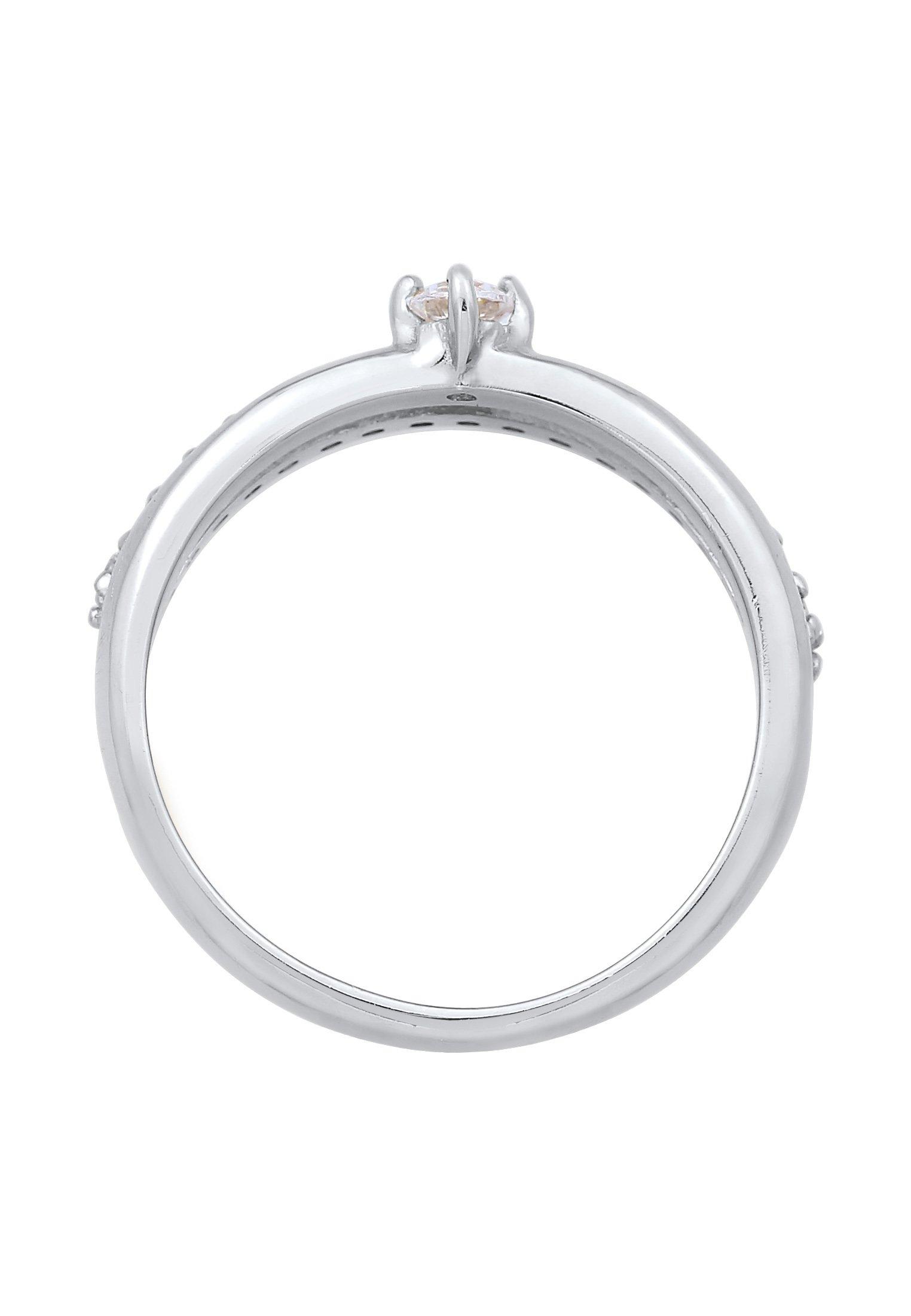 Elli  Bague Femmes Bague De Fiançailles Solitaire Étincelant Avec Cristaux De Zirconium 