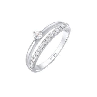 Elli  Bague Femmes Bague De Fiançailles Solitaire Étincelant Avec Cristaux De Zirconium 