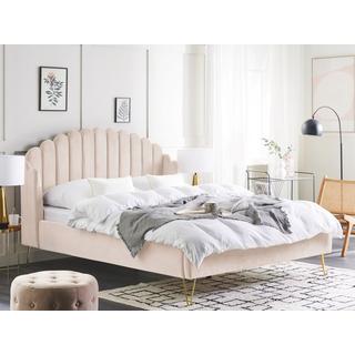 Beliani Bett mit Lattenrost aus Samtstoff Retro AMBILLOU  