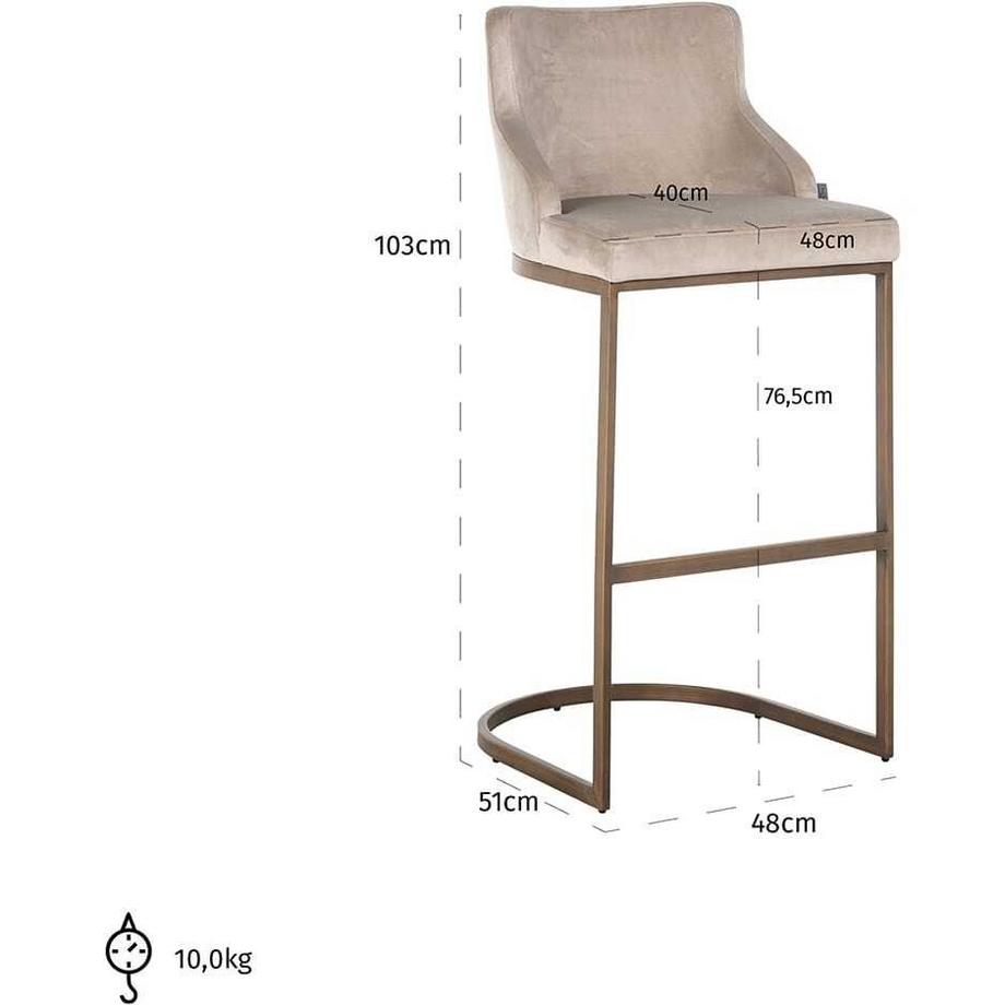mutoni Chaise de bar Bolton kaki or brossé 103  