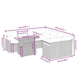 VidaXL Ensemble de canapés de jardin rotin synthétique  