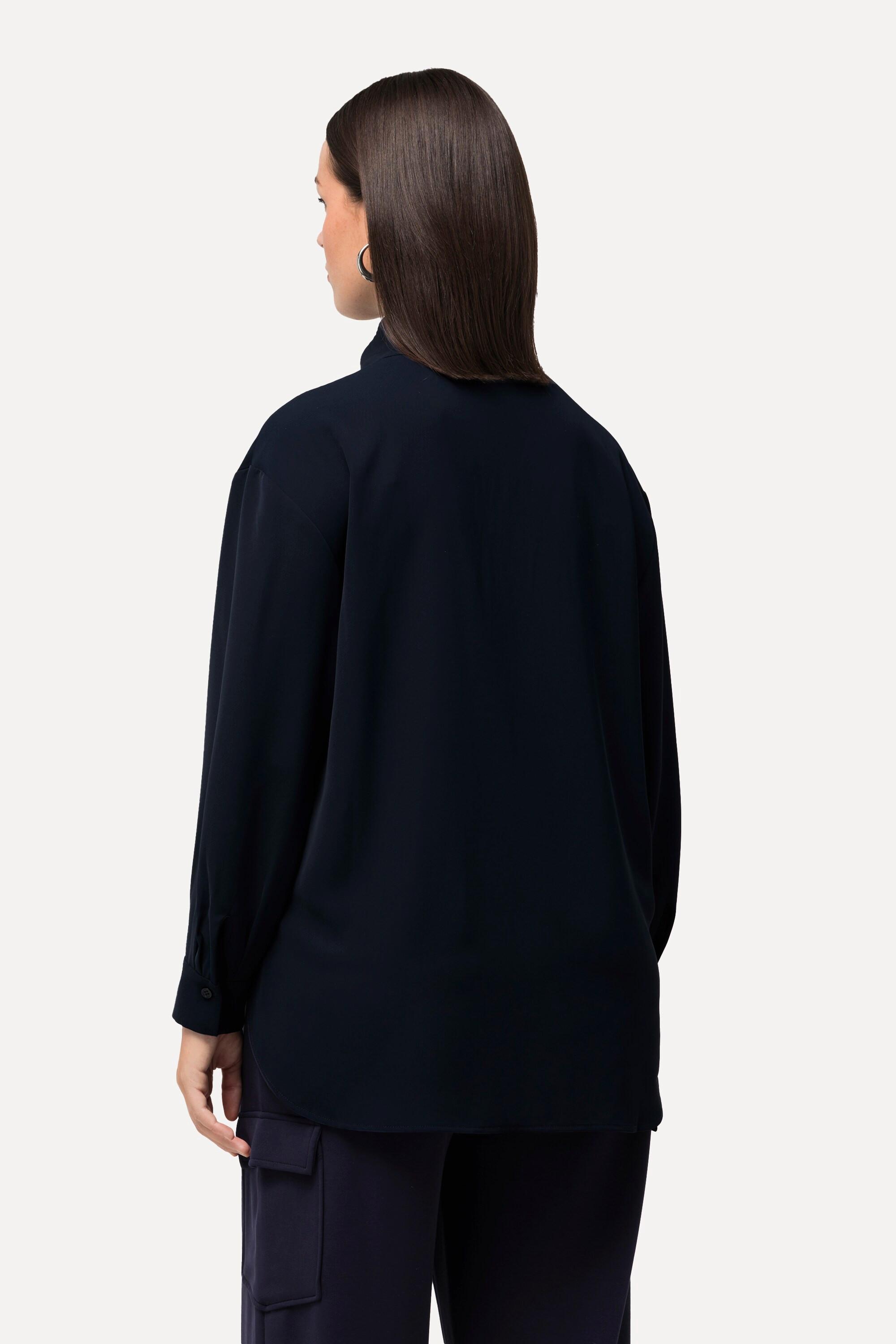 Ulla Popken Tunica Oversize Cerniera Collo Alto Maniche Lunghe  