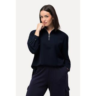 Ulla Popken Tunica Oversize Cerniera Collo Alto Maniche Lunghe  
