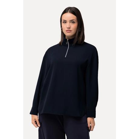 Ulla Popken Tunica Oversize Cerniera Collo Alto Maniche Lunghe  