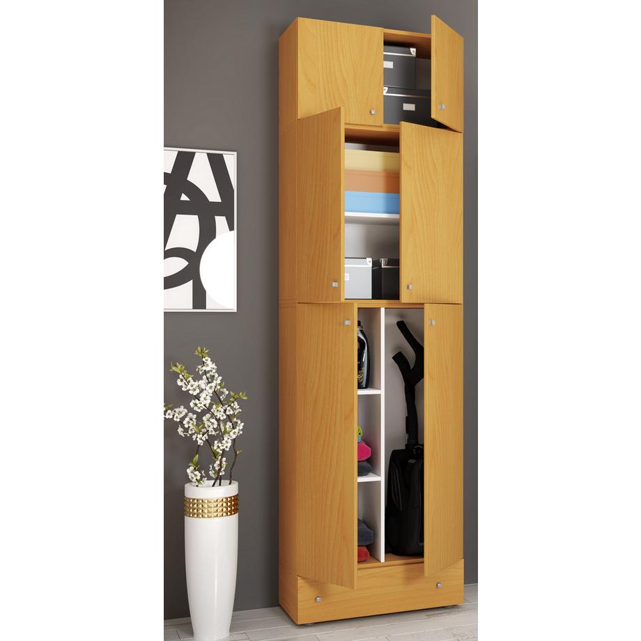 VCM Holz Besenschrank Staubsauger Putzschrank Haushaltsschrank Schublade Lona SA  