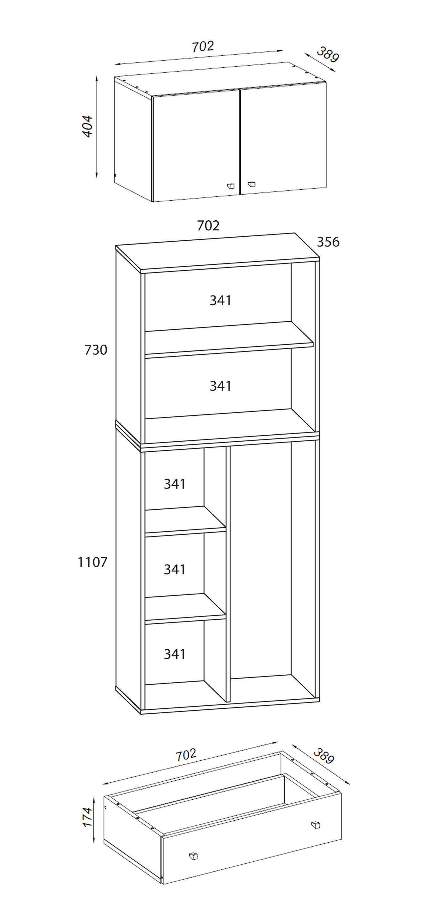 VCM Armoire à balais en bois Aspirateur Armoire de nettoyage Armoire de ménage Tiroir Lona SA  