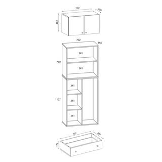 VCM Armoire à balais en bois Aspirateur Armoire de nettoyage Armoire de ménage Tiroir Lona SA  