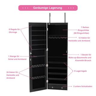 Northio Schmuckschrank Wandspiegel mit LED Beleuchtung Spiegelschrank  