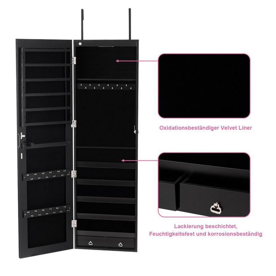 Northio Armoire à bijoux miroir mural avec éclairage LED  