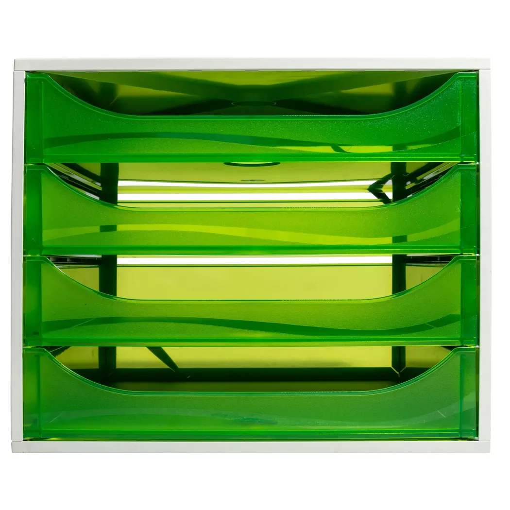 Exacompta Linicolor EcoBox Drawer Set Grey/Apple Green Translucent