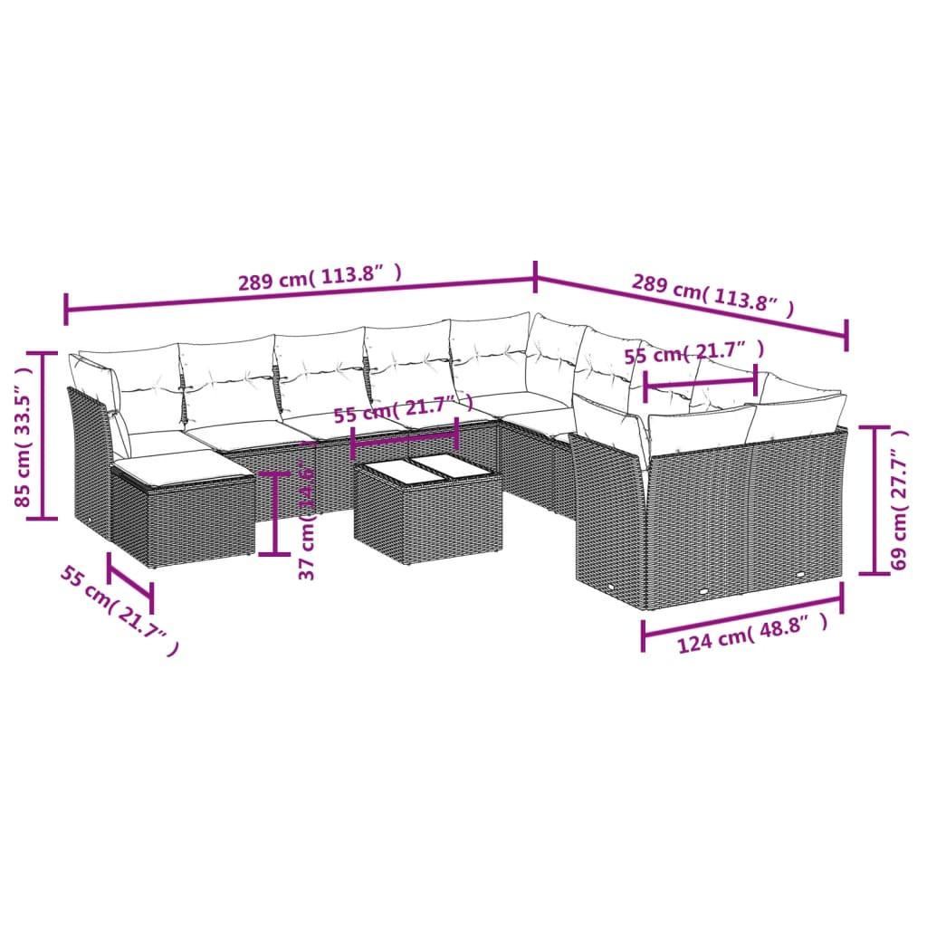 VidaXL Ensemble de canapés de jardin rotin synthétique  