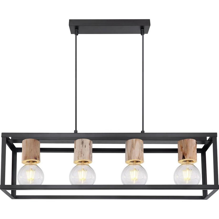 mutoni Lampe à suspension Hagar métal noir mat 4xE27  