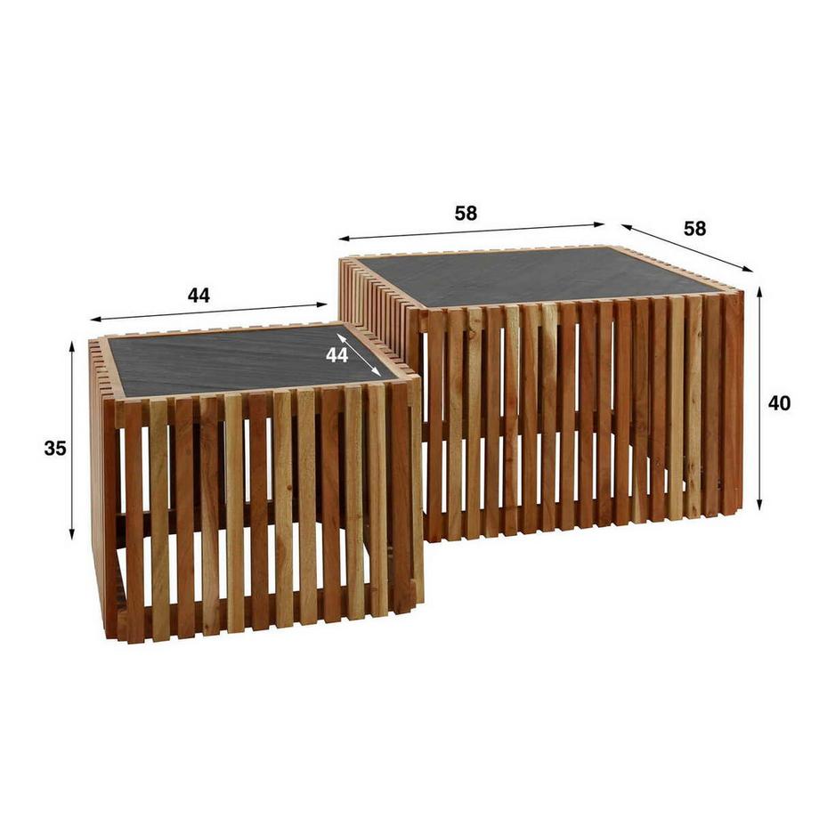 mutoni Table basse Slate (lot de 2)  