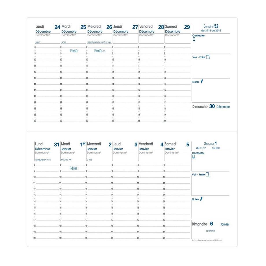 QUO-VADIS Agenda 2025 Bi-Planning - Bi-settimanale - Francese - Impala - Blu - 12 mesi da gennaio a dicembre - Carta Clairefontaine Bianca  