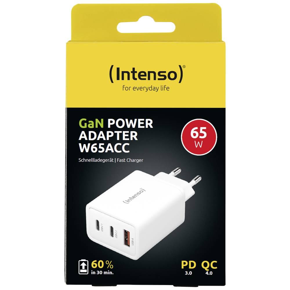 Intenso  W65ACC GaN USB-Ladegerät 65 W Innenbereich Ausgangsstrom (max.) 3.25 A Anzahl Ausgänge: 3 x USB-A, USB- 