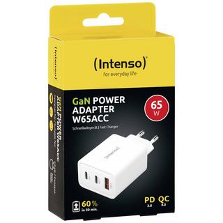 Intenso  W65ACC GaN USB-Ladegerät 65 W Innenbereich Ausgangsstrom (max.) 3.25 A Anzahl Ausgänge: 3 x USB-A, USB- 