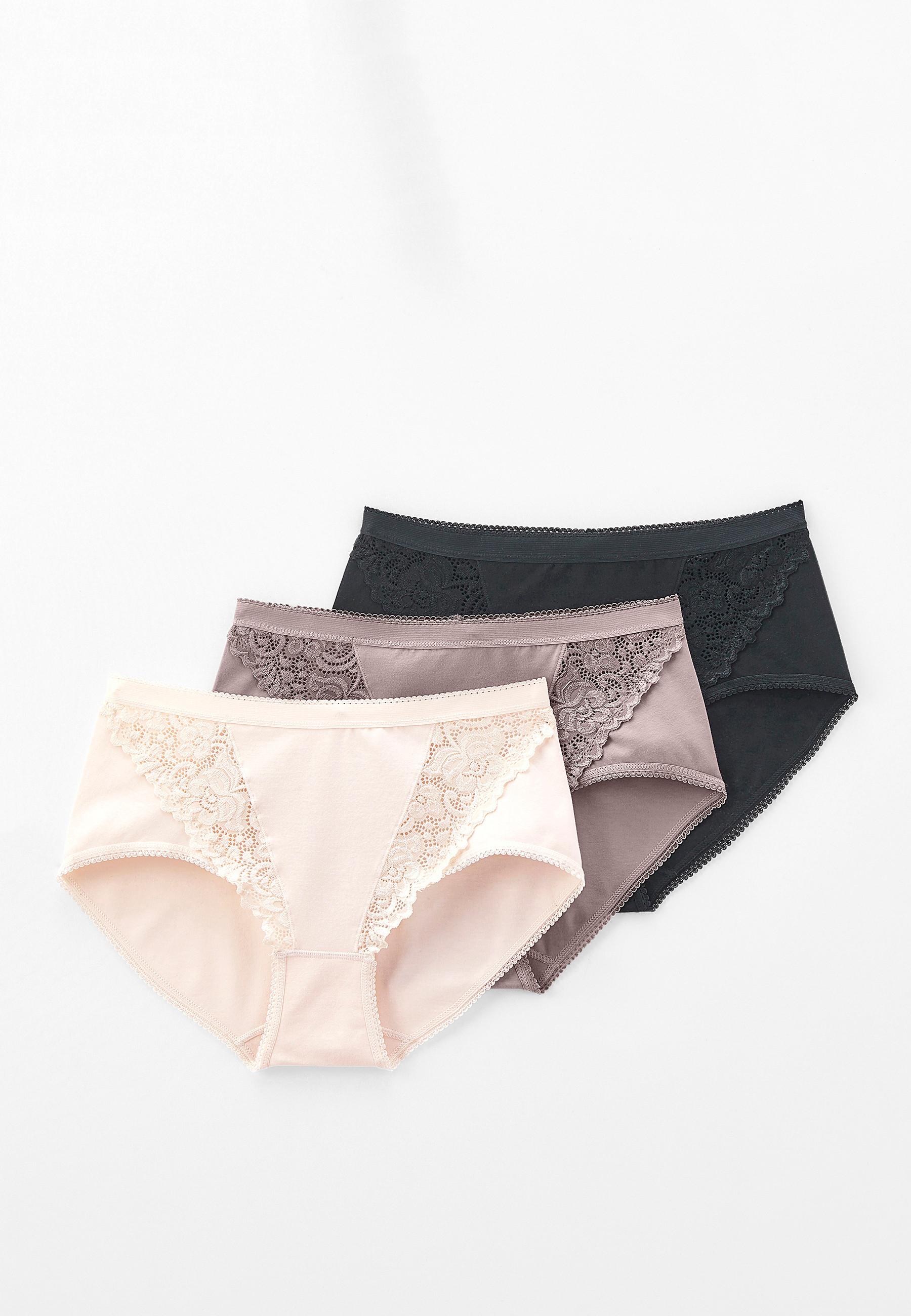 Image of 3er-pack Midi-slips Aus Dehnbarer Baumwolle. Damen Schwarz 54/56