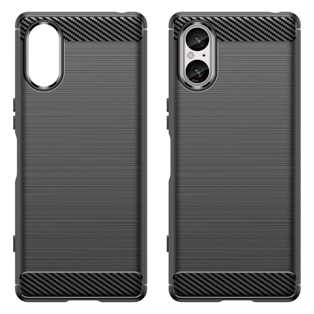 Cover-Discount  Sony Xperia 5 V - Metall Carbon Look Hülle Schwarz 