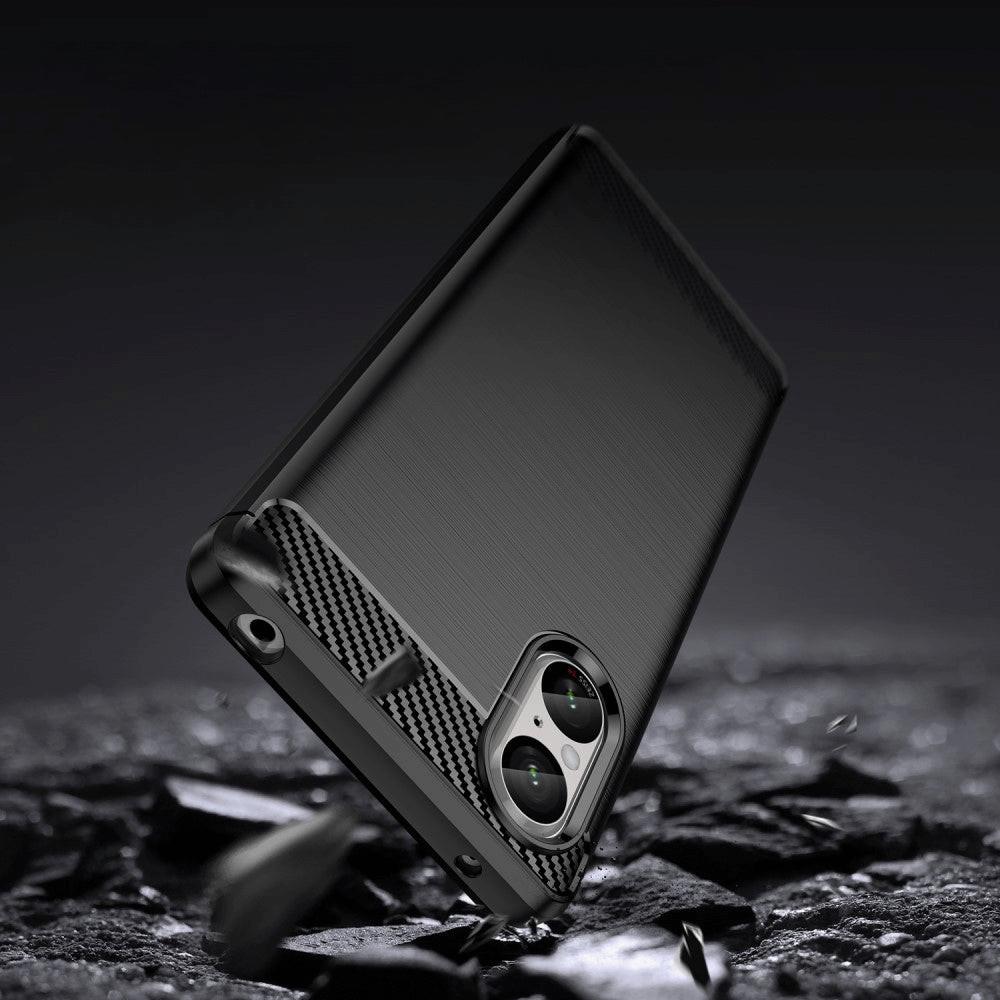 Cover-Discount  Sony Xperia 5 V - Metall Carbon Look Hülle Schwarz 