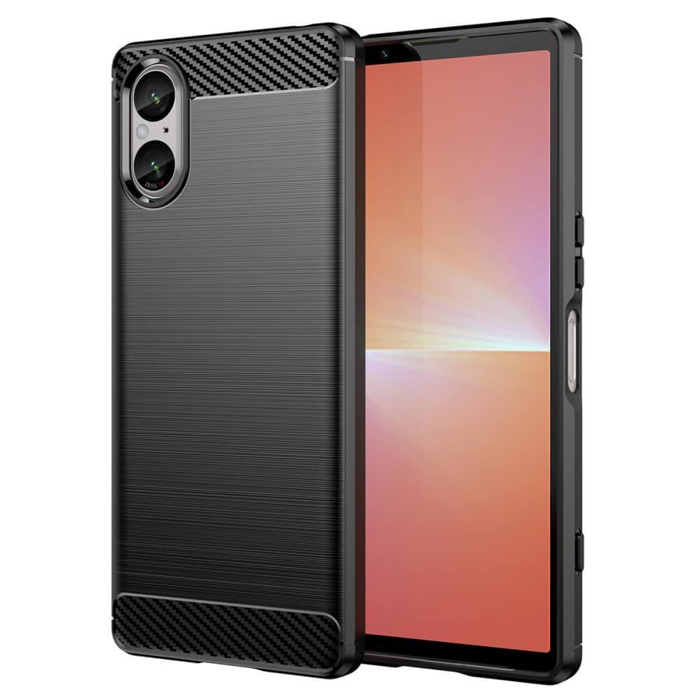 Cover-Discount  Sony Xperia 5 V - Metall Carbon Look Hülle Schwarz 