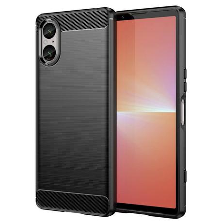 Cover-Discount  Sony Xperia 5 V - Metall Carbon Look Hülle Schwarz 