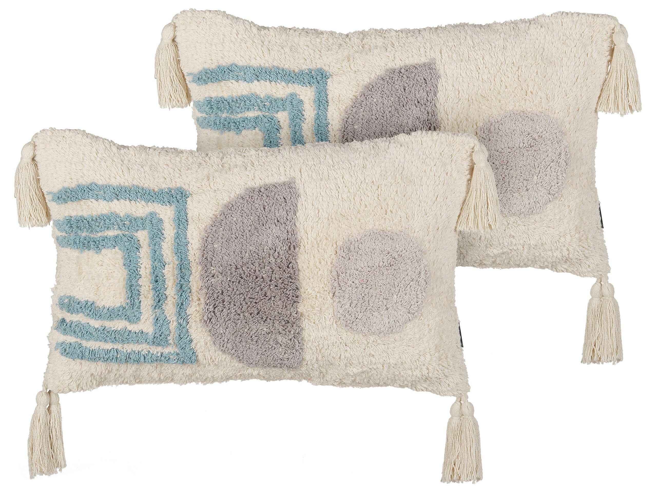 Beliani Lot de 2 coussins en Coton Boho CASSIOPE  