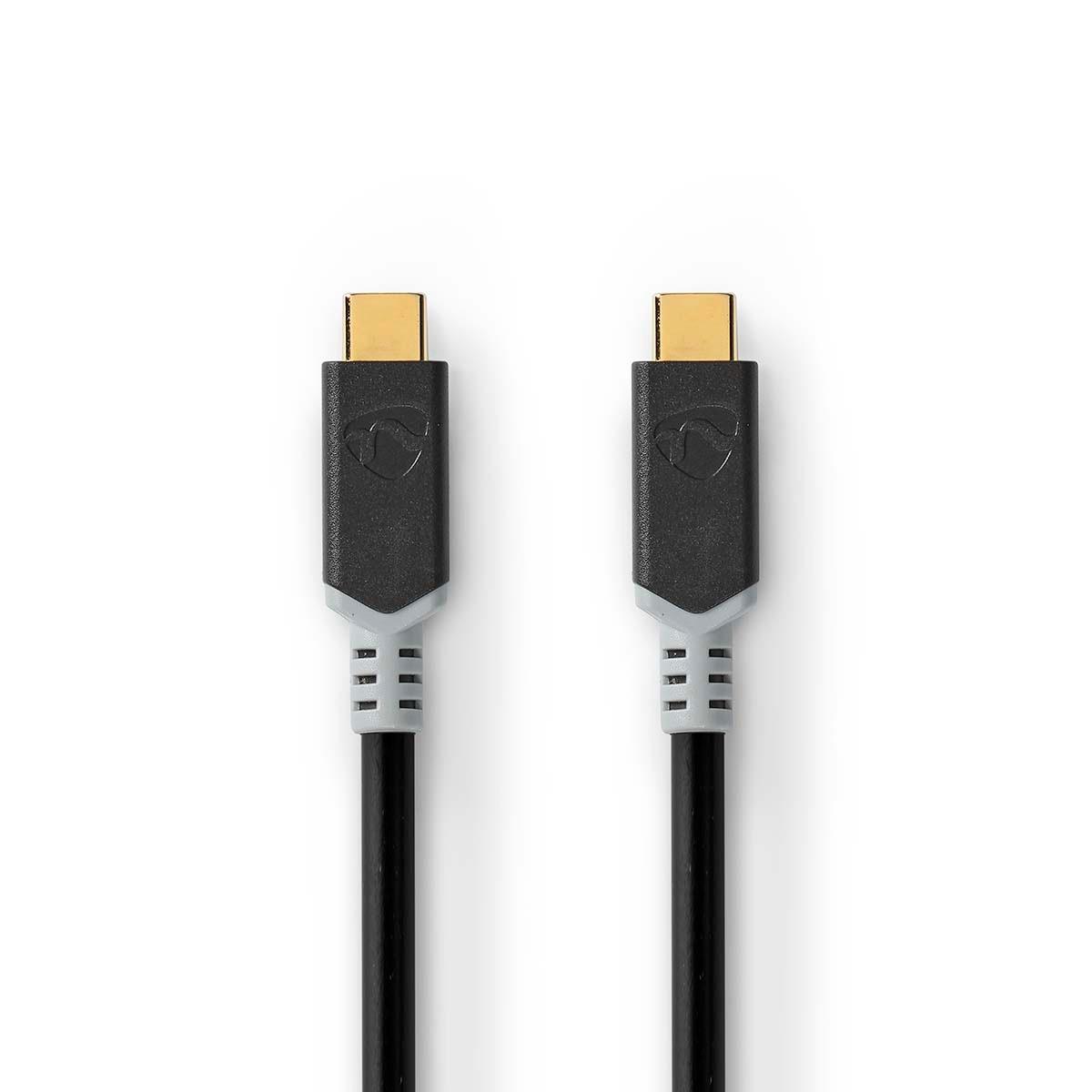 Image of USB-Kabel | USB 3.2 Gen 2x2 | USB-C™ Male | USB-C™ Male | 100 W | 4K@60Hz | 20 Gbps | Vergoldet | 1,00 m | Rund | PVC | Anthrazit | Box mit Fenster