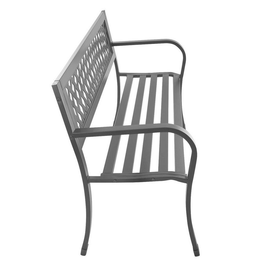 Northio Ziergartenbank mit Rückenlehne, Parkbank für Terrasse und Balkon, Metallkonstruktion, Graphit  