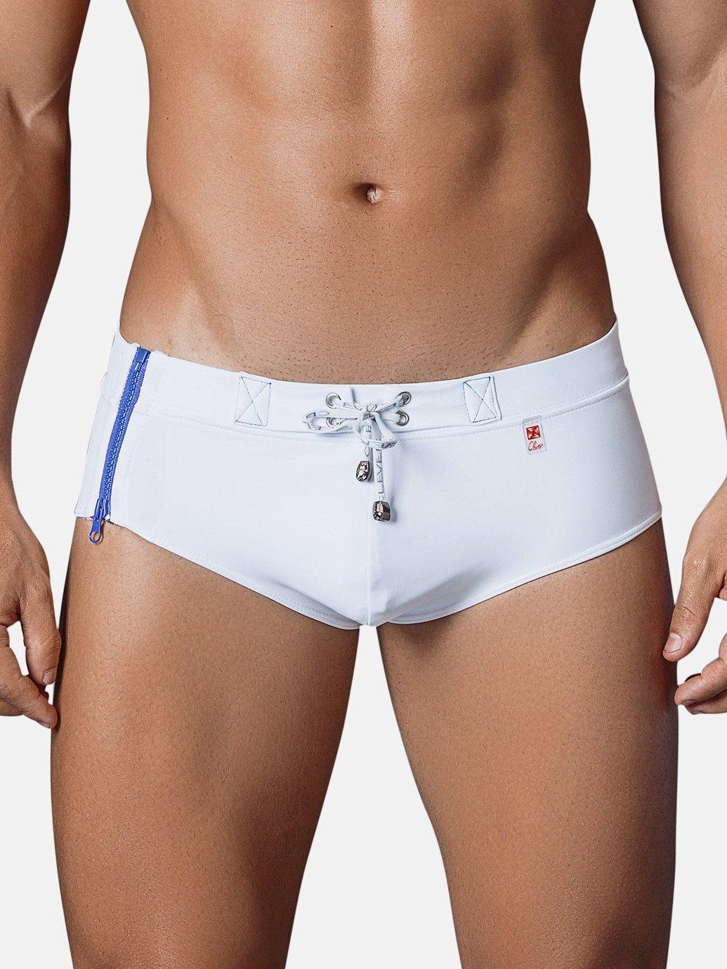 Image of Badehose Zipper Herren Weiss S