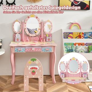 Northix  Coiffeuse pour enfant avec miroir 70 x 34 x 105 cm rose 