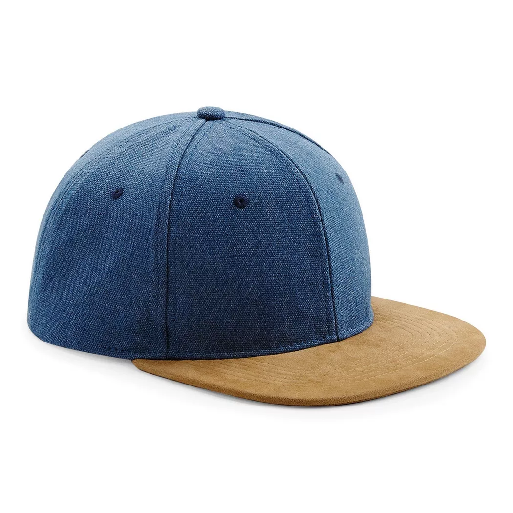 Beechfield - Kunst Wildleder Schirm Snapback Kappe, für Damen, Blau Denim, Größe Onesize