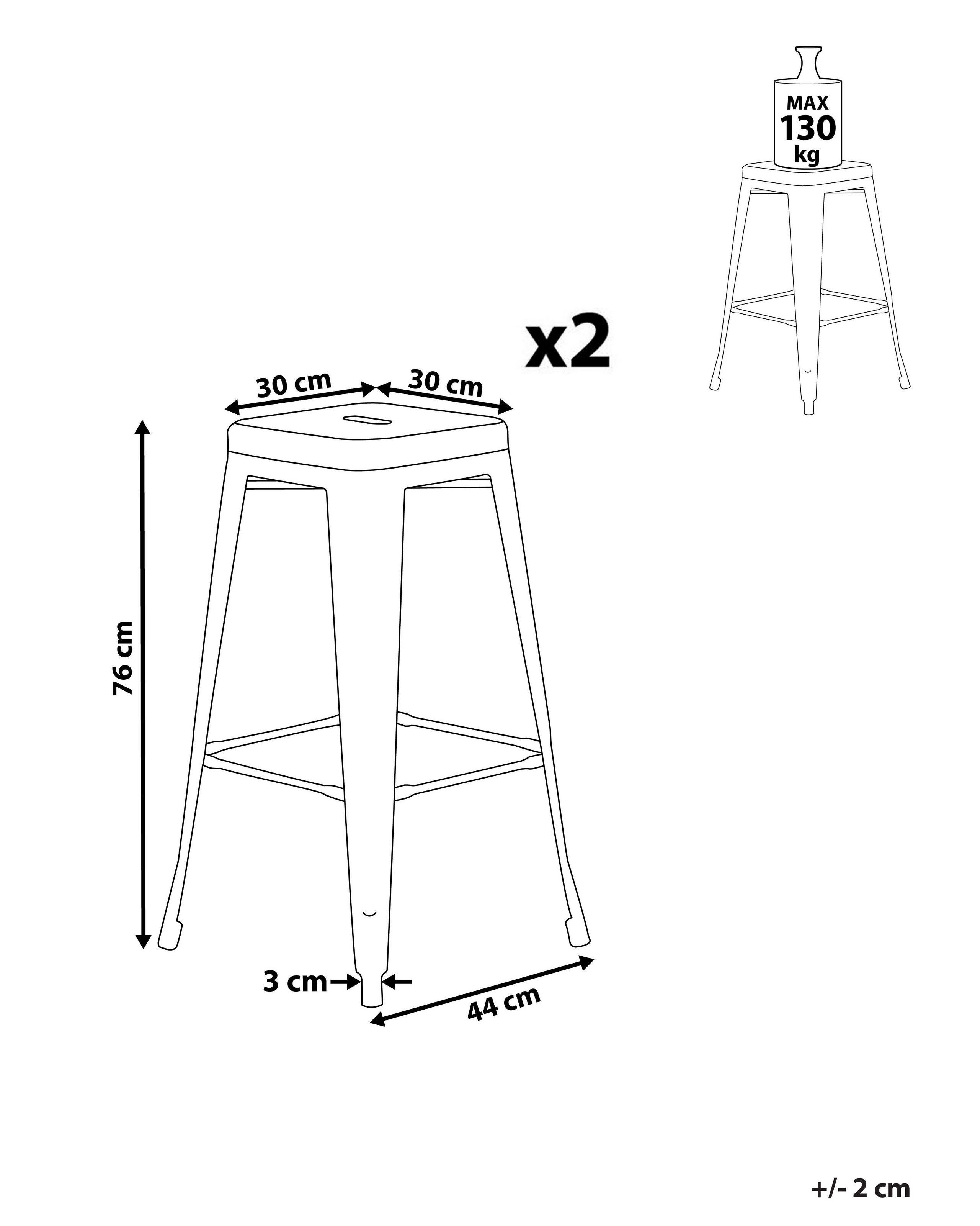 Beliani Lot de 2 tabourets de bar en Acier Industriel CABRILLO  