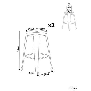 Beliani Lot de 2 tabourets de bar en Acier Industriel CABRILLO  