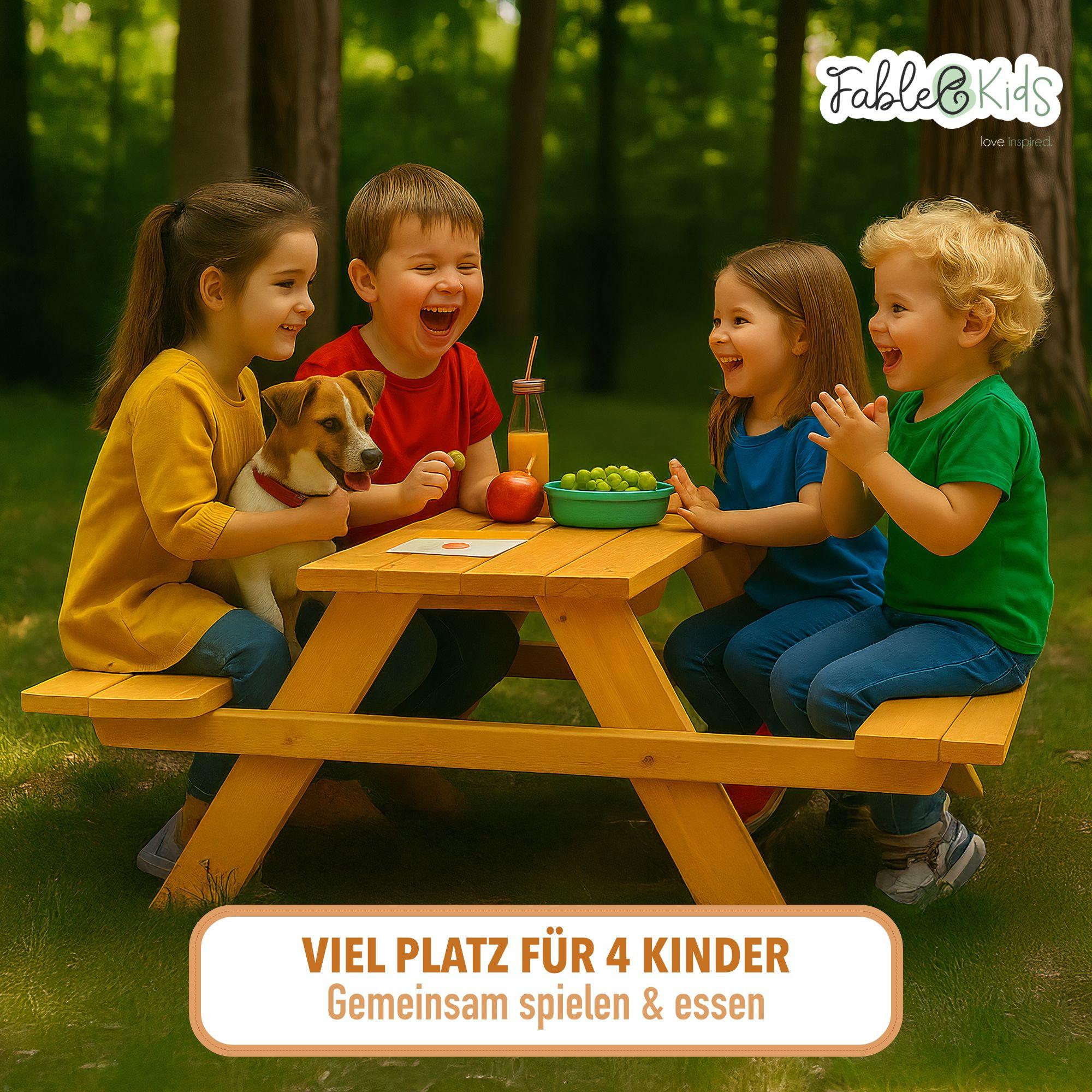 FableKids Ensemble de sièges pour enfants Table de pique-nique - Bois massif  