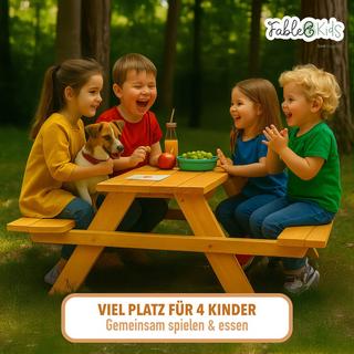 FableKids Ensemble de sièges pour enfants Table de pique-nique - Bois massif  