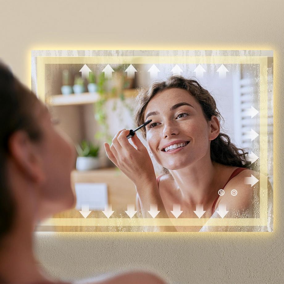 Tectake Specchio da bagno a LED rettangolare Clara Design senza cornice in 3 dimensioni  