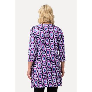 Ulla Popken  Longshirt, Grafikdruck, A-Linie, V-Ausschnitt, 3/4-Arm 