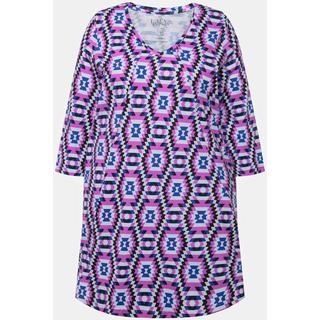 Ulla Popken  Longshirt, Grafikdruck, A-Linie, V-Ausschnitt, 3/4-Arm 