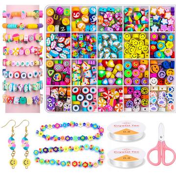 403 pièces perles pour enfilage, 120+pattern perles de polymère perles de pot doux avec fruits animaux bonbons arc-en-ciel étoile d'amour