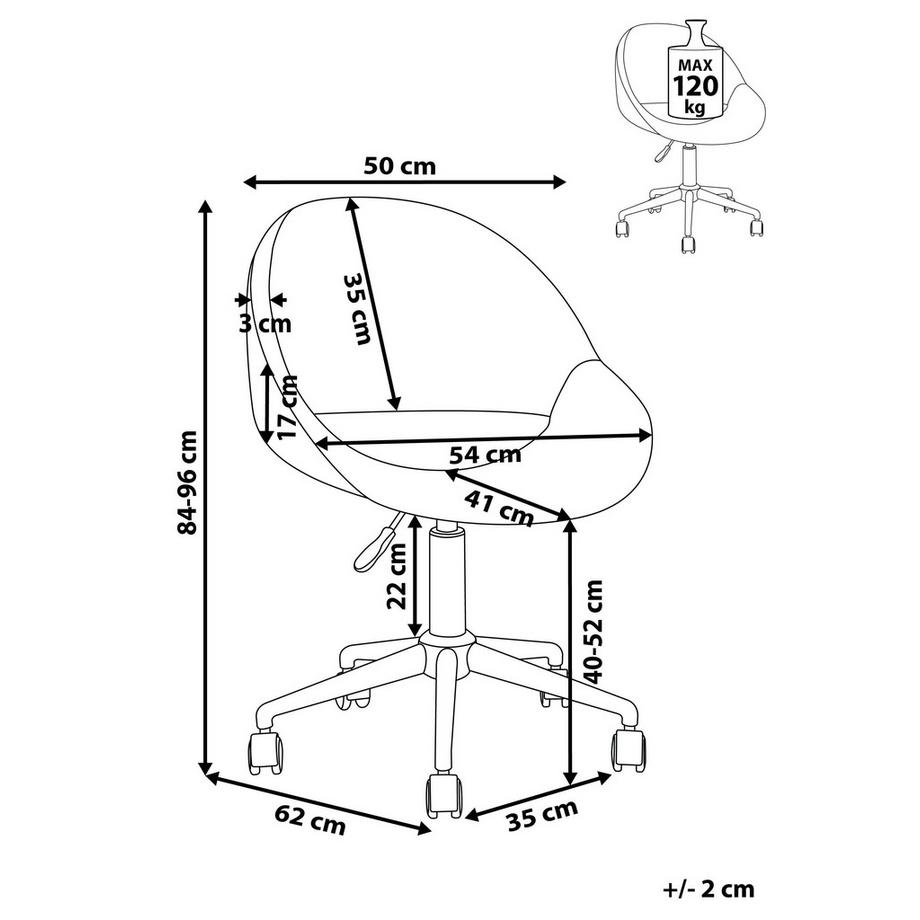 Beliani Chaise de bureau en Velours Rétro SELMA  
