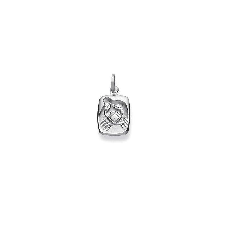 MUAU Schmuck  Pendentif signe du zodiaque crabe or blanc 750, 19x10mm 