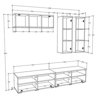 VCM TV Lowboard Fernsehschrank Schrankwand Wohnzimmer Anbauwand Wohnwand Arila XL  