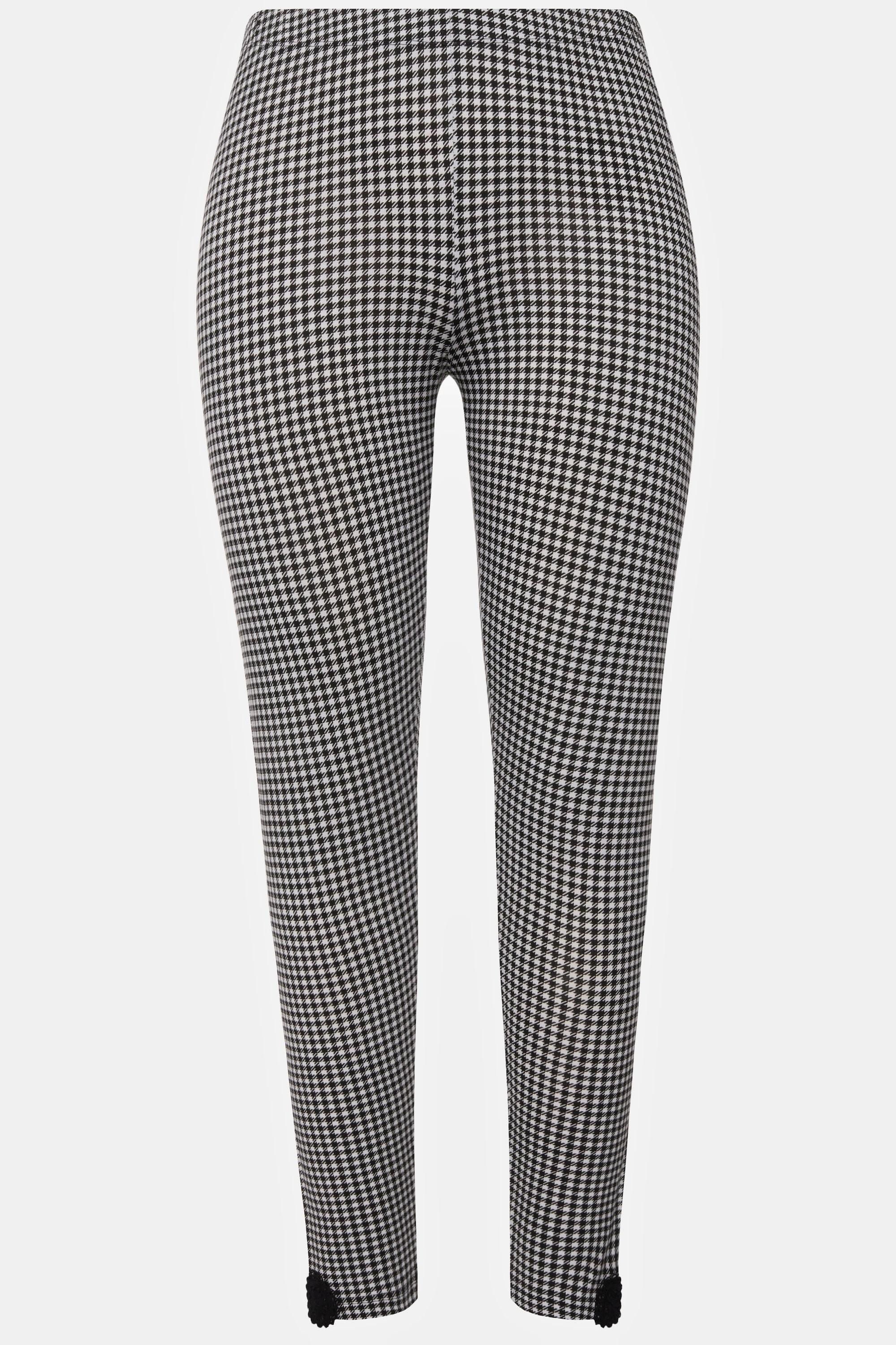 Ulla Popken  Leggings con pied-de-poule e ricami 