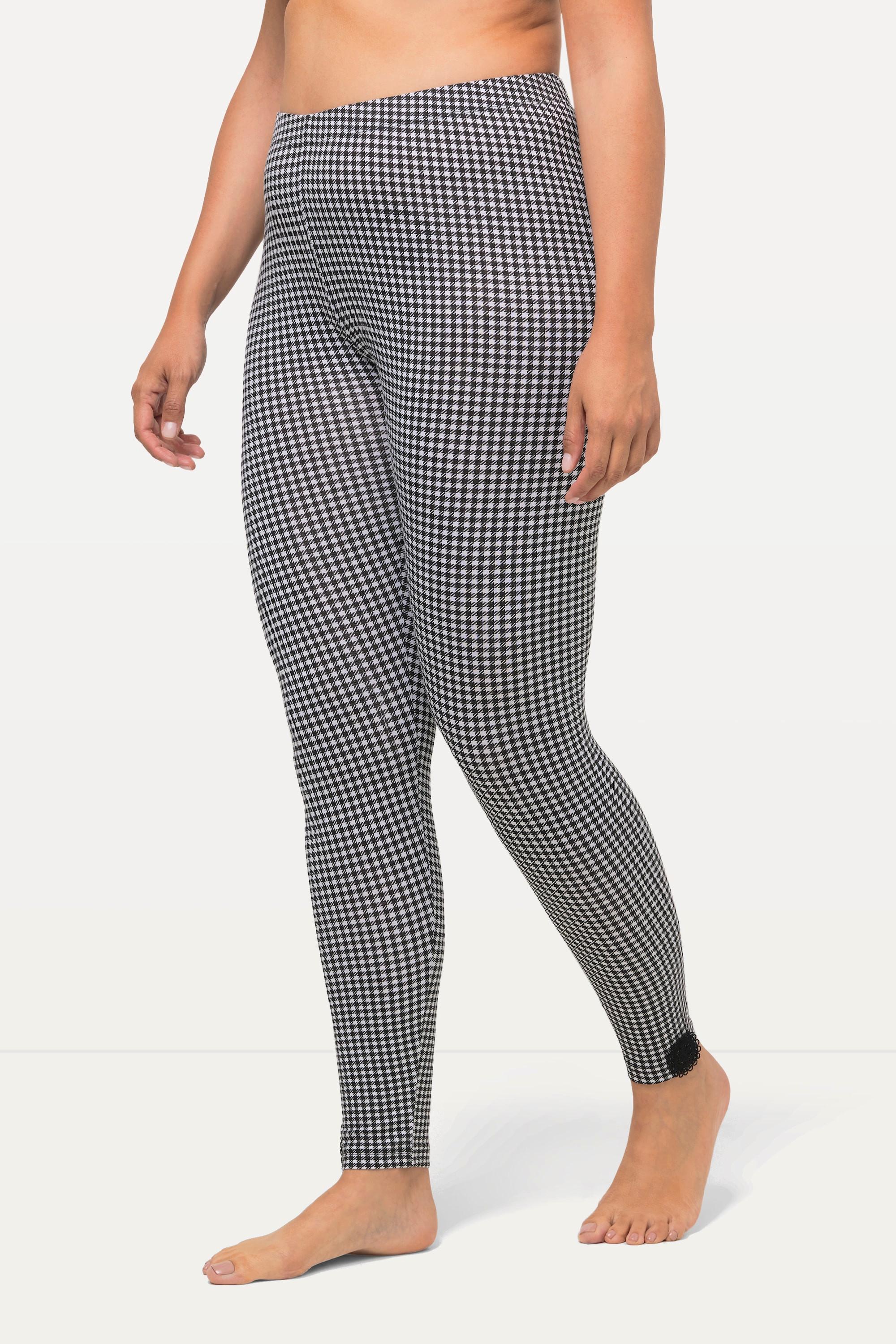 Ulla Popken  Leggings con pied-de-poule e ricami 