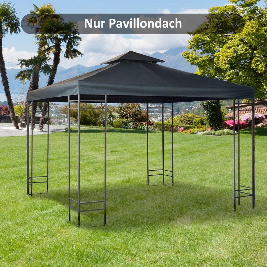Northio Ersatzdach Pavillondach Für Metallpavillon Gartenpavillon Partyzelt Gartenzelt Polyester 3X3M Kohlegrau  