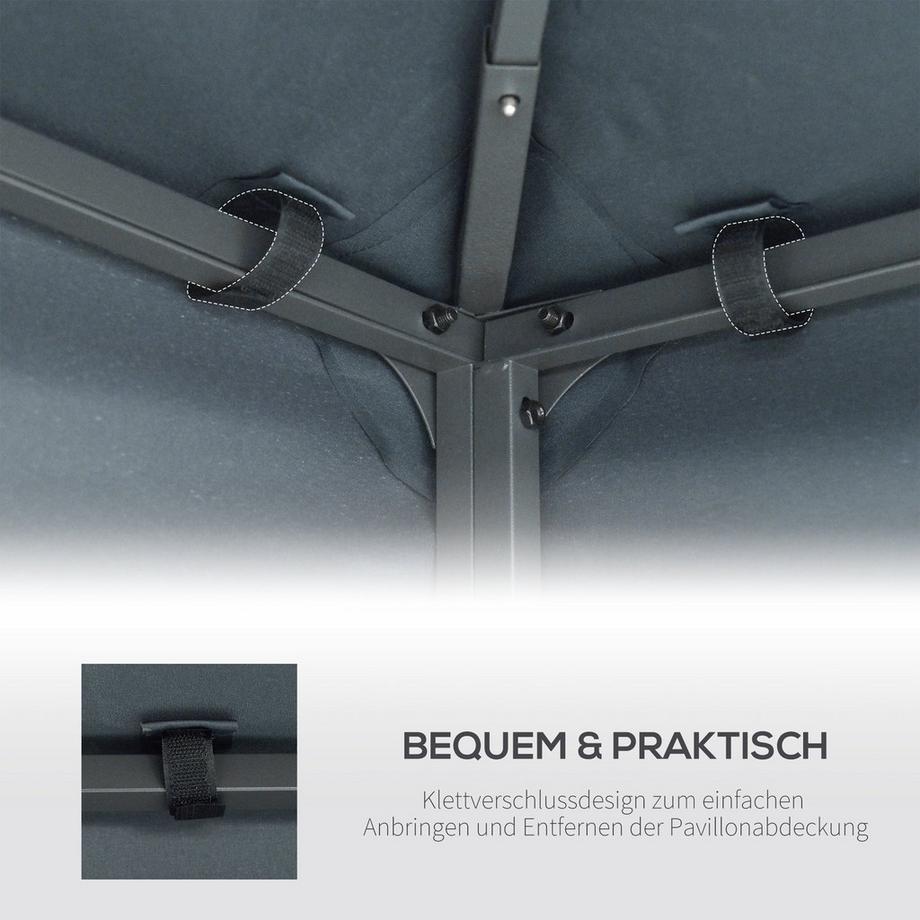 Northio Ersatzdach Pavillondach Für Metallpavillon Gartenpavillon Partyzelt Gartenzelt Polyester 3X3M Kohlegrau  