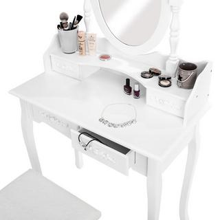 Tectake  Coiffeuse avec miroir 4 tiroirs 